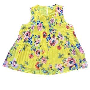 EUC PLEATED Ava-Vic sleeveless top yellow 1X